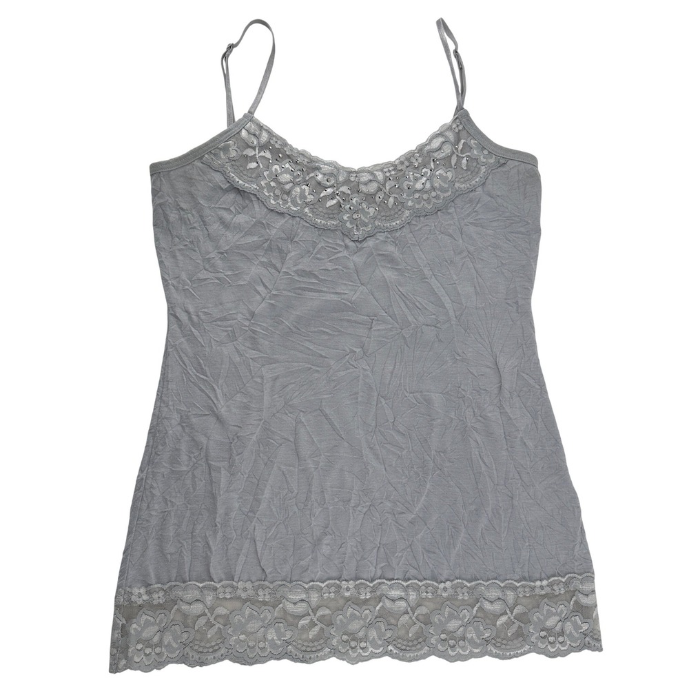 Maurices Womens Cami Top Lace Trim Crinkle Fairy Grunge Y2K Indie Coquette Small